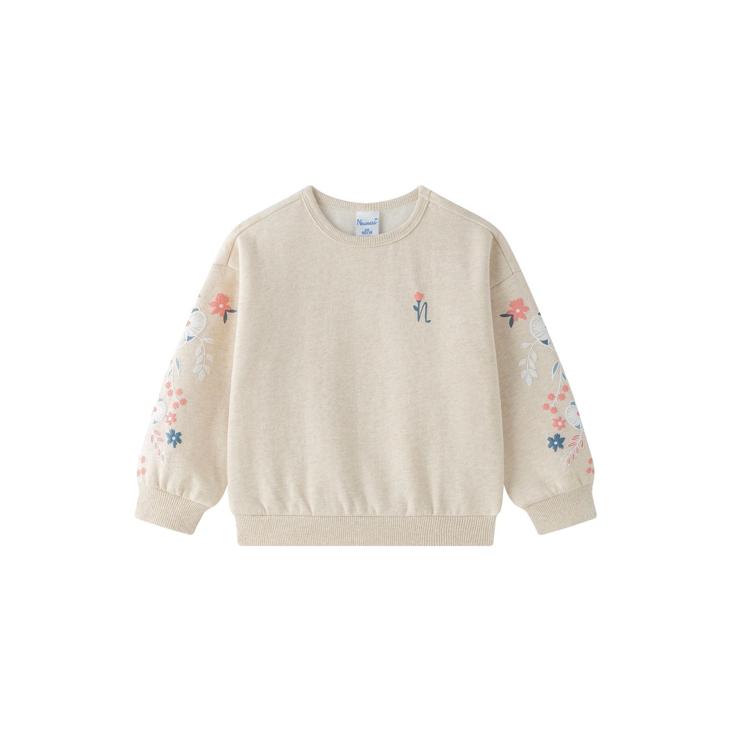 Sudadera niña con flores en manga - Newness invierno