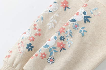 Sudadera niña con flores en manga - Newness invierno
