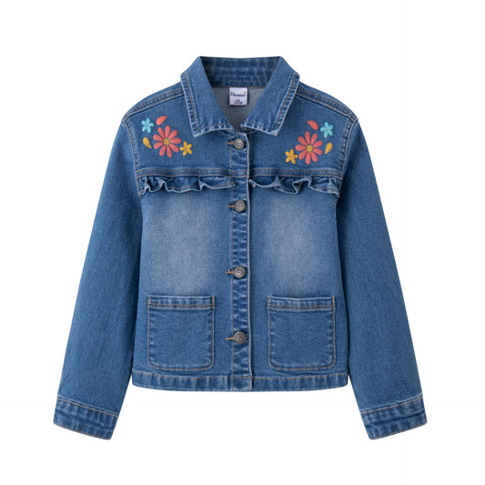 Cazadora vaquera de niñas con flores - Newness