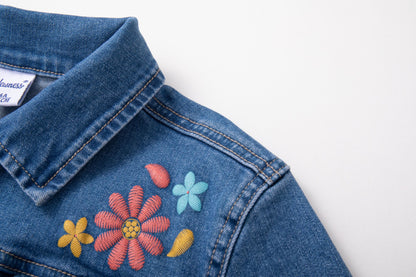Cazadora vaquera de niñas con flores - Newness