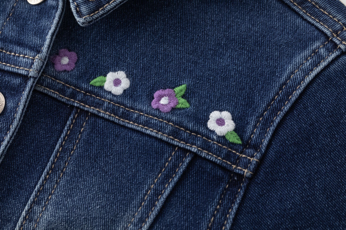 Cazadora vaquera con flores por delante y detrás - Newness