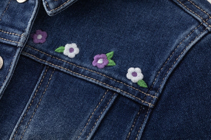 Cazadora vaquera con flores por delante y detrás - Newness