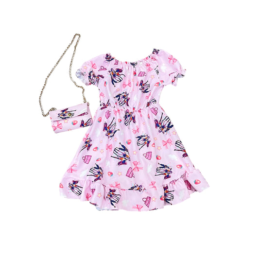 Vestido rosa guerreras K-pop con bolso - Pronta Moda