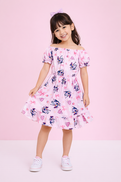 Vestido rosa guerreras K-pop con bolso - Pronta Moda