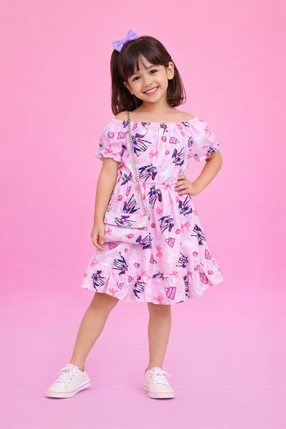 Vestido rosa guerreras K-pop con bolso - Pronta Moda