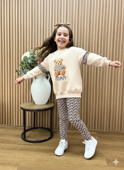 Chándal Niña "Wild Bear" (Leopardo y Beige) - Pronta moda