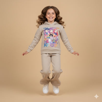 Chandal de niña micropana K- Pop beige - Pronta Moda