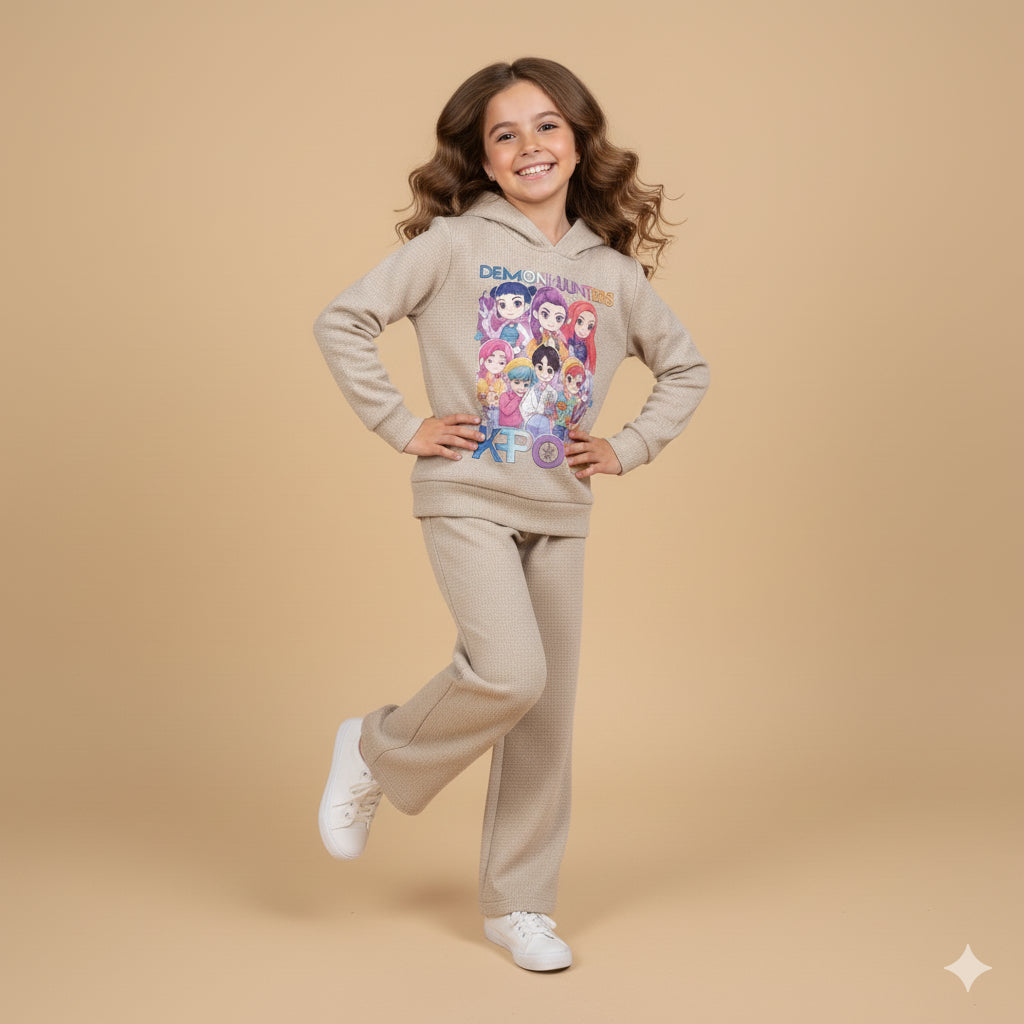 Chandal de niña micropana K- Pop beige - Pronta Moda