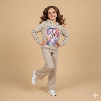 Chandal de niña micropana K- Pop beige - Pronta Moda