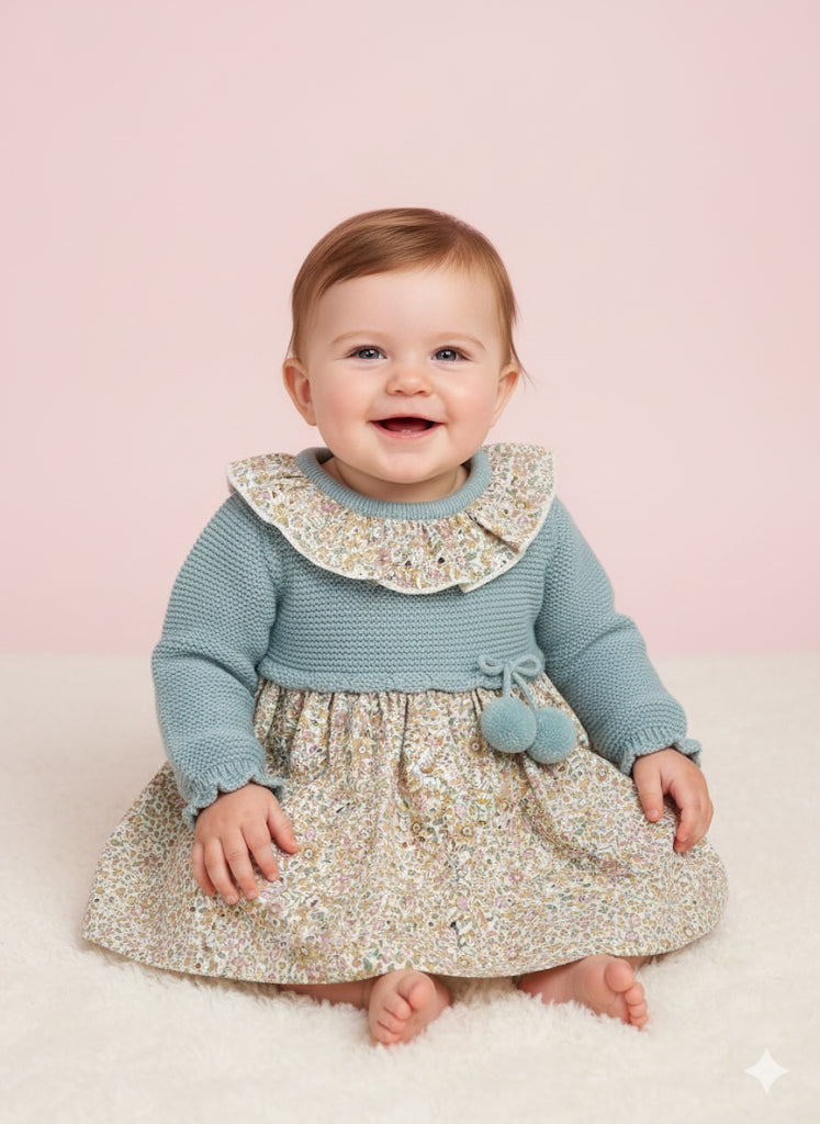 Vestido cuerpo punto en verde claro