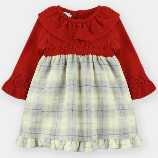 Vestido Niña Cuerpo Granate Punto - Dulce de Fresa