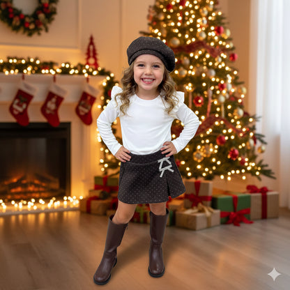 Conjunto falta pantalón marrón con boina -Pronta Moda