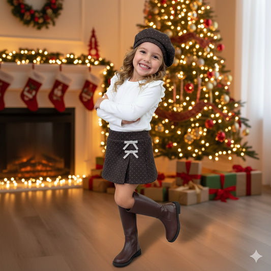 Conjunto falta pantalón marrón con boina -Pronta Moda