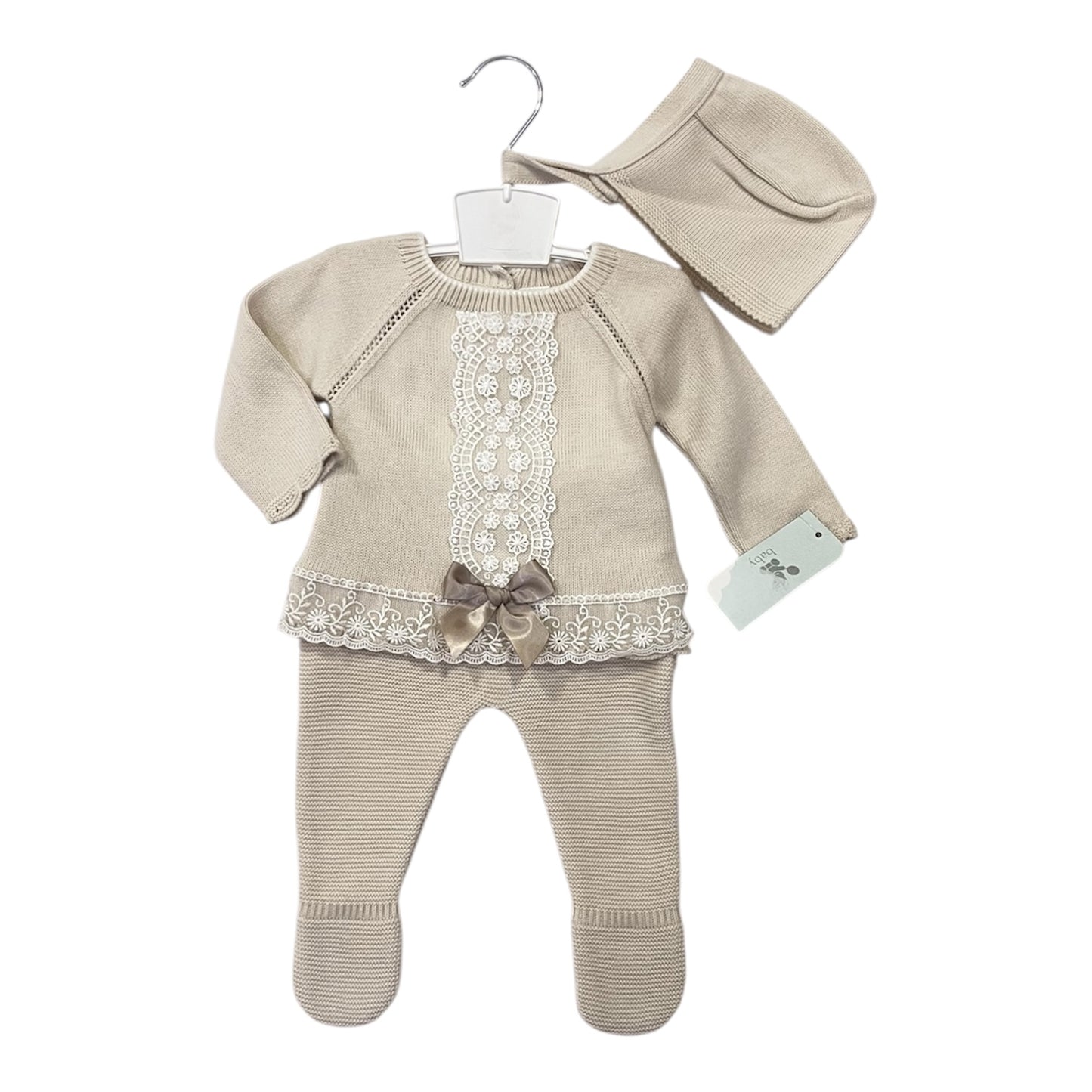 Conjunto de punto color arena - Baby