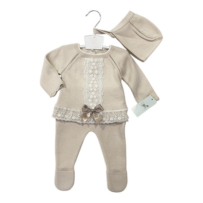Conjunto de punto color arena - Baby