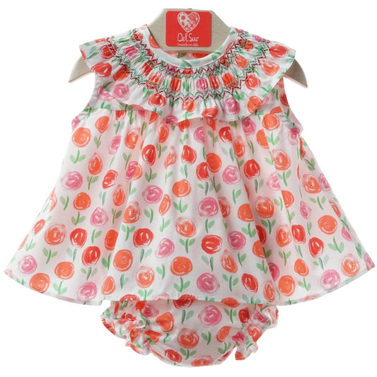 Vestido estampado con nido de abeja - Del Sur