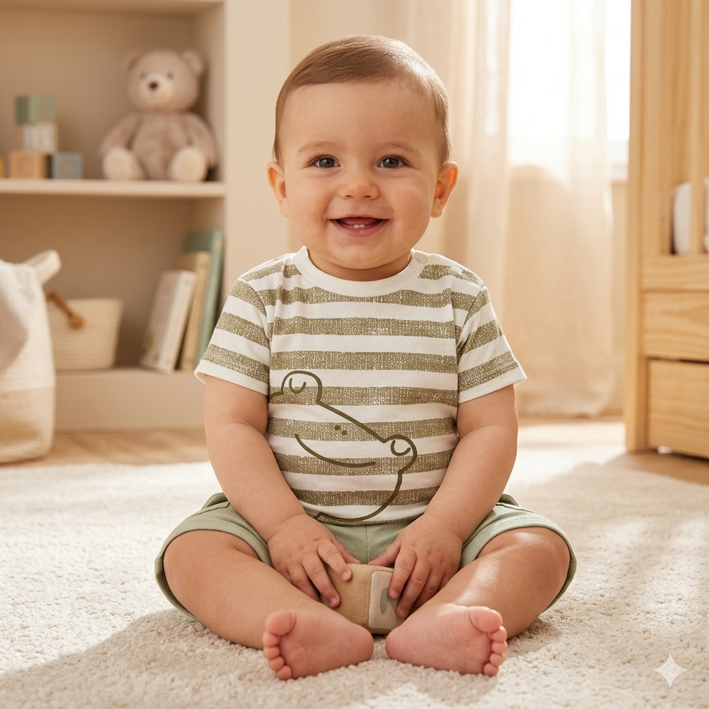 Conjunto bebé en verde con rana - Babybol