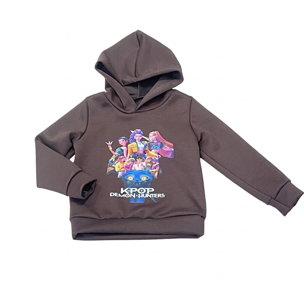 Sudadera con capucha en marrón k-Pop - pronta moda
