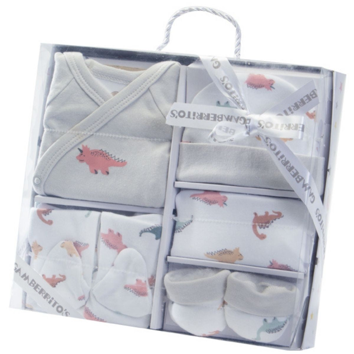 Juego infantil Dino 5 piezas gris - Gamberritos