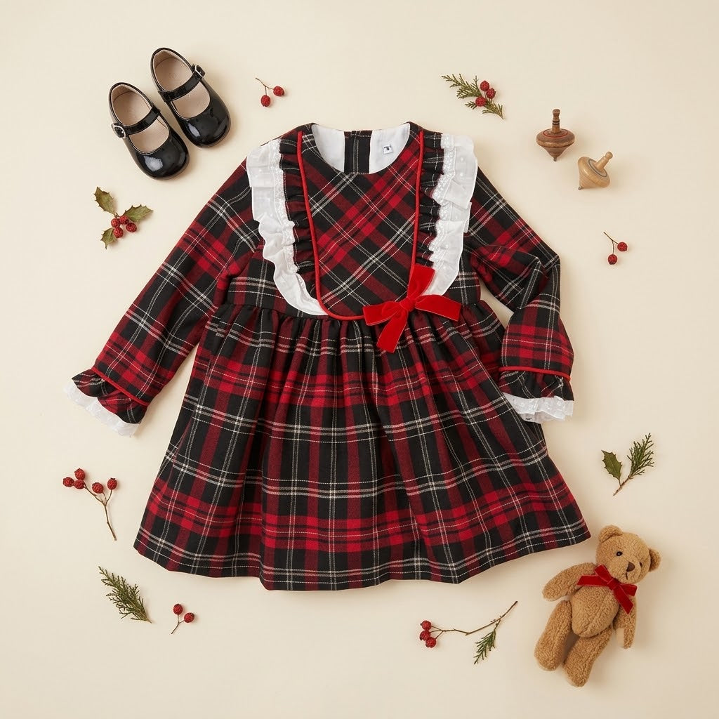 Vestido cuadros escocés de niña -Basmarti