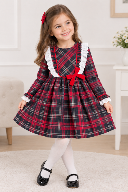 Vestido cuadros escocés de niña -Basmarti ( 3 - 12 años) Moda infantil CHICLE 