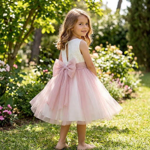 Vestido niña Ceremonia rosa empolvado