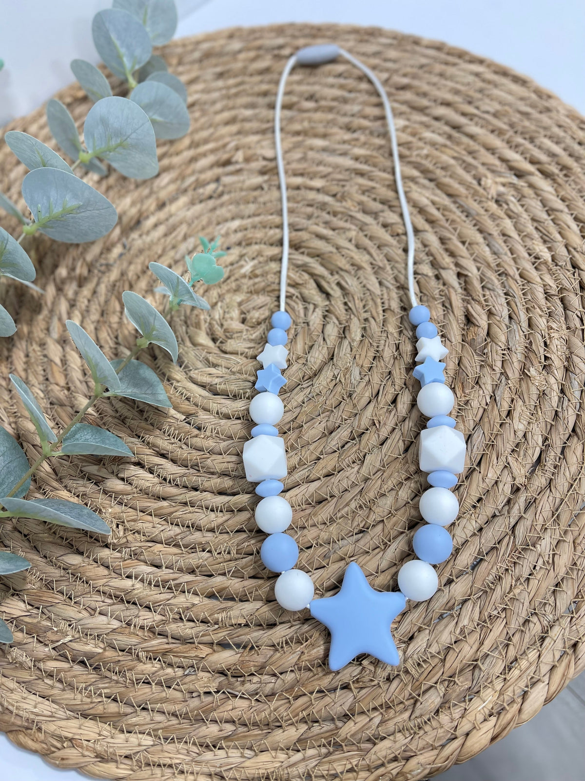 Collar de lactancia azul y blanco