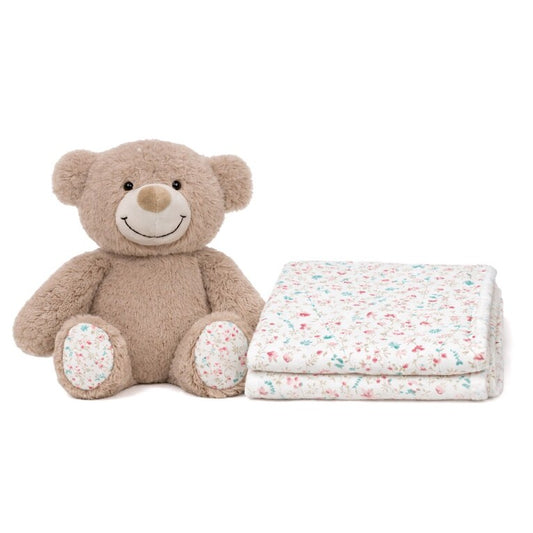 Pack de Manta + Peluche Oso flores Pétalos 
Bear Interbaby rosa
