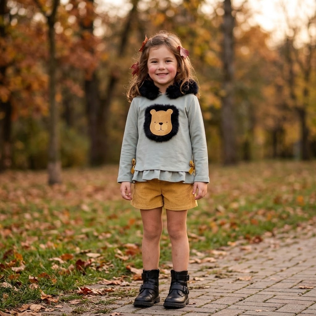 Sudadera + short de niña León - Basmarti