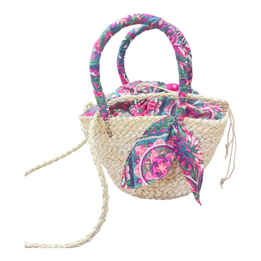Cesta de mimbre de playa para niñas
