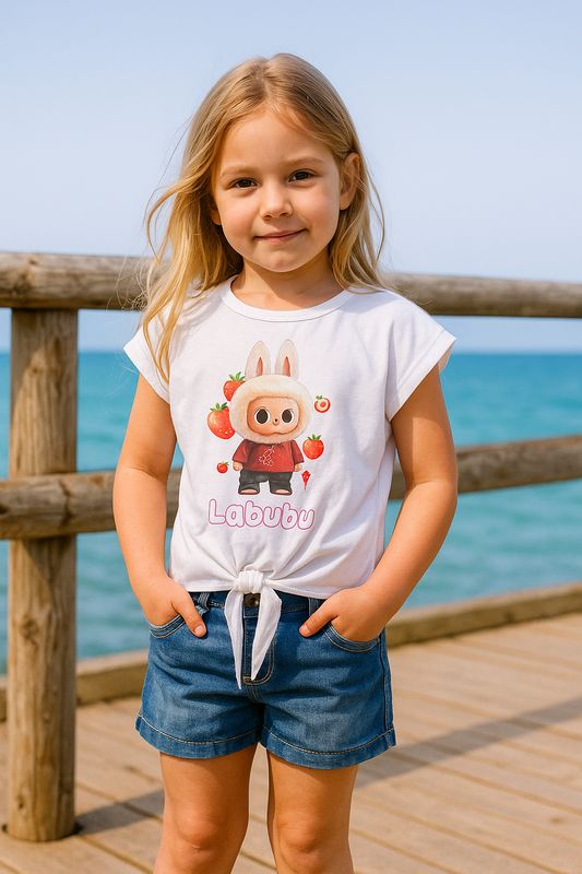 Camiseta de niña de Labubu anudada en la cintura - Pronta moda