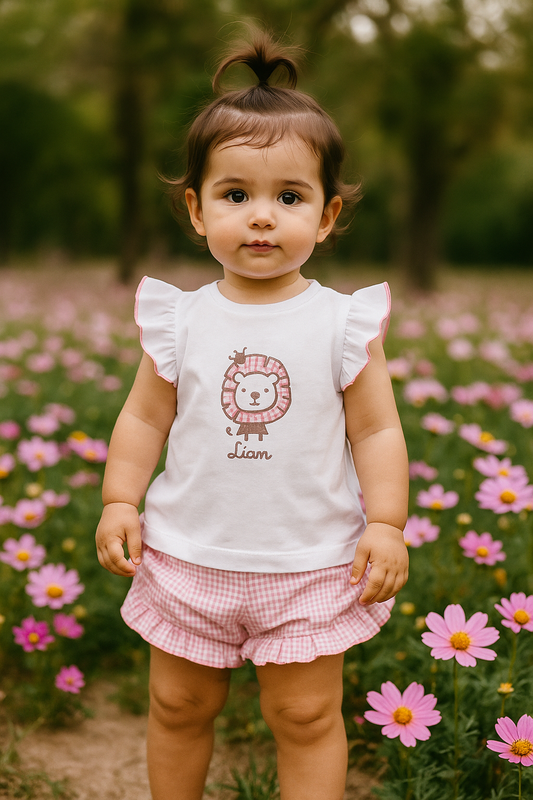 Conjunto niña camiseta León rosa - Coco Acqua 2025