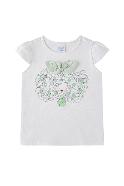 Conjunto de falda con  flores verdes, con vuelo y camiseta - Newness