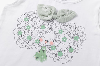 Conjunto de falda con  flores verdes, con vuelo y camiseta - Newness