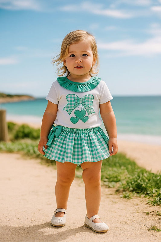 Conjunto bebé niña lazo en verde