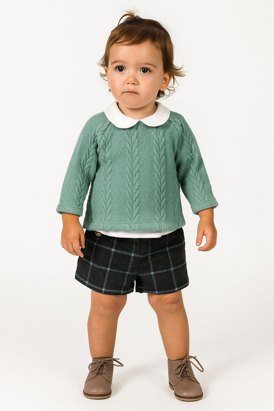Jersey + bermuda cuadros gris - Coco Acqua invierno 2024