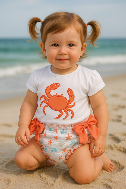 Conjunto cangrejo de baño para niña bebé