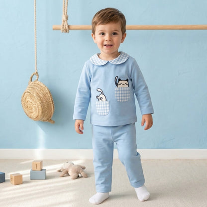 Chandal bebé niño azul gatitos - Pequeños Piratas