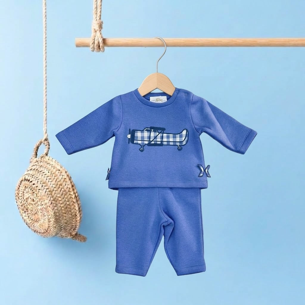 Chandal bebé niño de felpa avión - Pequeños Piratas