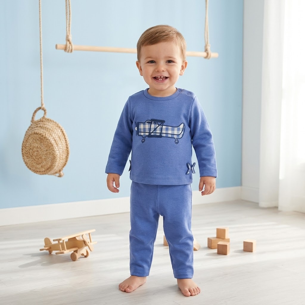 Chandal bebé niño de felpa avión - Pequeños Piratas