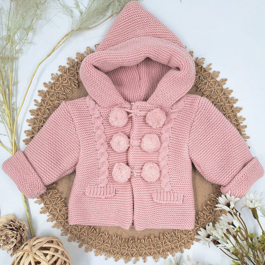 Abrigo de lana en color maquillaje - Baby Fashion - Frontal - Moda Infantil Chicle