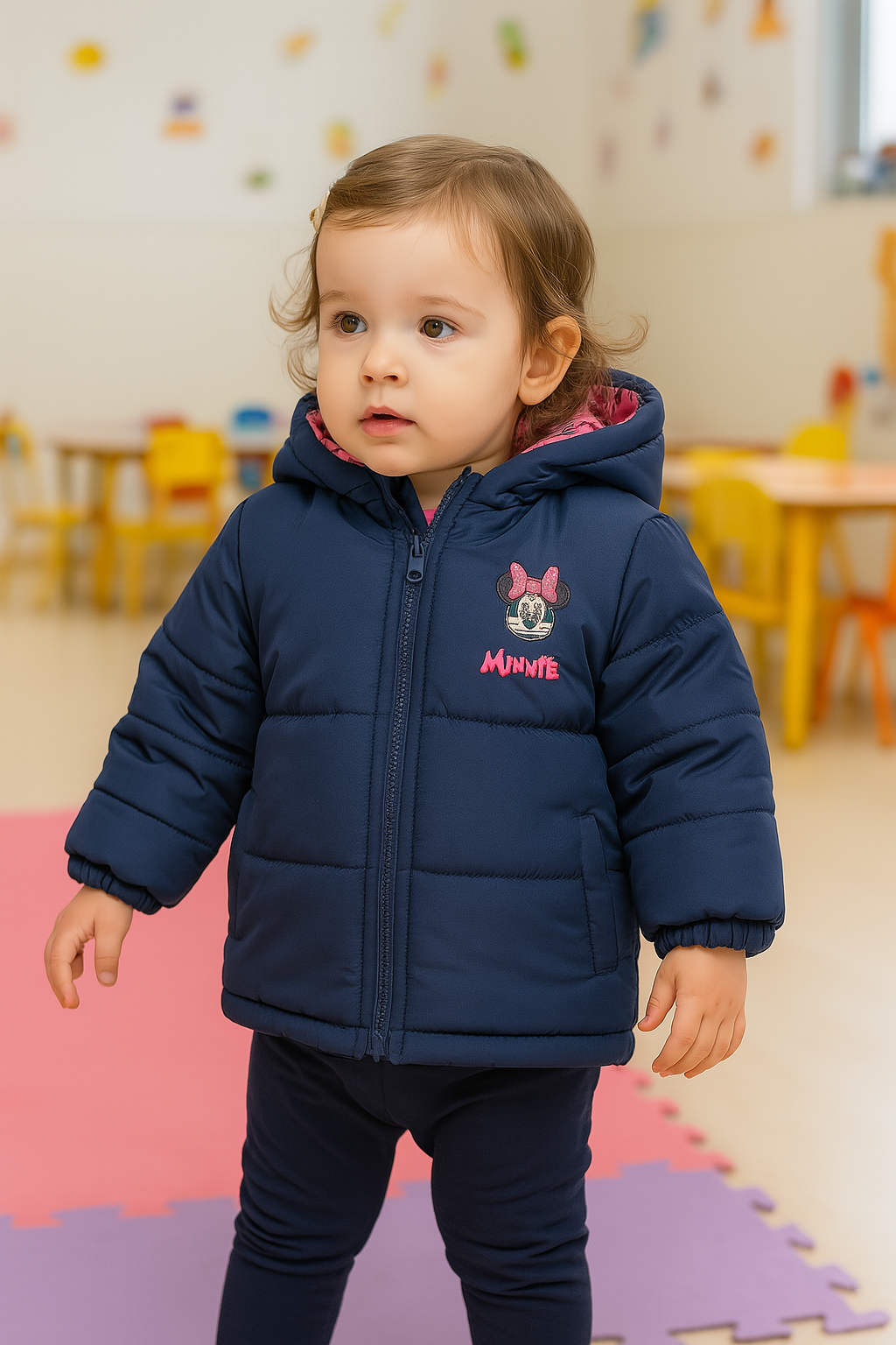 Anorak de beb� con capucha - Minnie - Frontal - Moda Infantil Chicle
