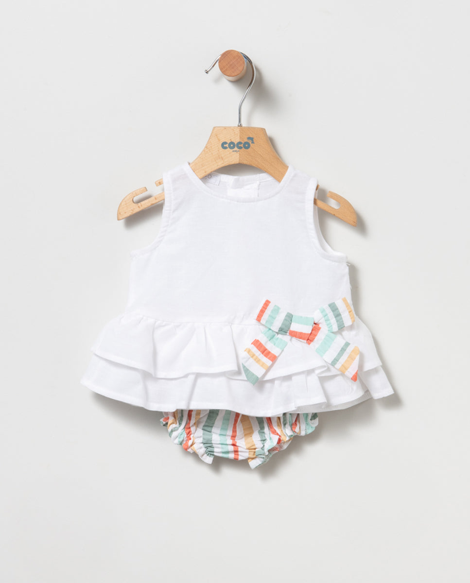 Blusa + braguita de bebé niña - Primavera verano 2024 Coco Acqua - Frontal - Moda Infantil Chicle