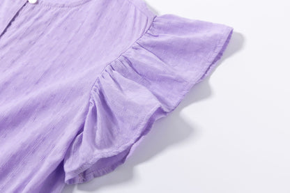 Blusón de niña en morado en color morado - Newness - Detalle 4 - Moda Infantil Chicle