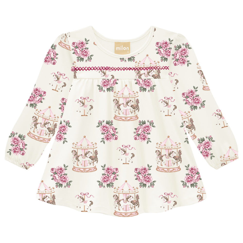 Blusón estampado y Leggins fucsia- Kyly invierno 2024 - Detalle 1 - Moda Infantil Chicle