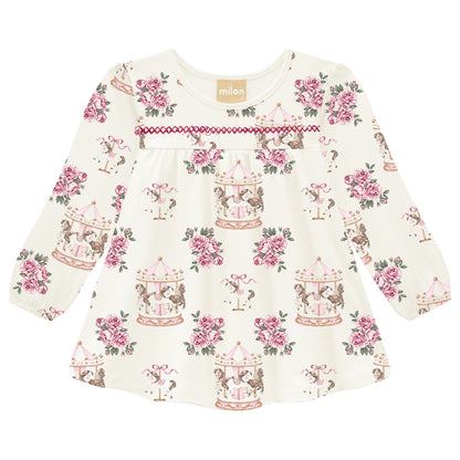 Blusón estampado y Leggins fucsia- Kyly invierno 2024 - Detalle 1 - Moda Infantil Chicle
