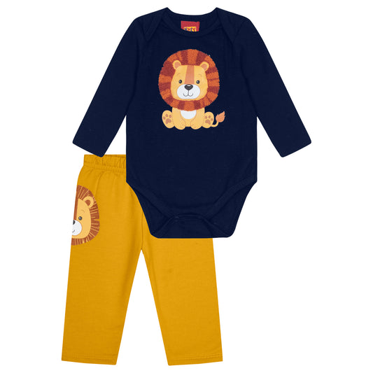 Body niño con dibujo león y pantalón de chándal - Kyly invierno 2024 - Frontal - Moda Infantil Chicle