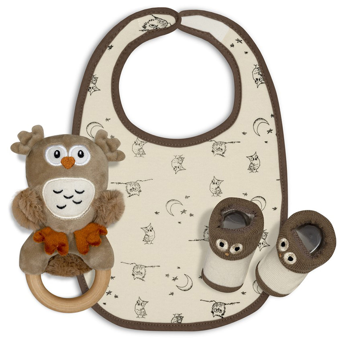 Caja regalo búho de recién nacido de 3 piezas - Interbaby - Detalle 1 - Moda Infantil Chicle