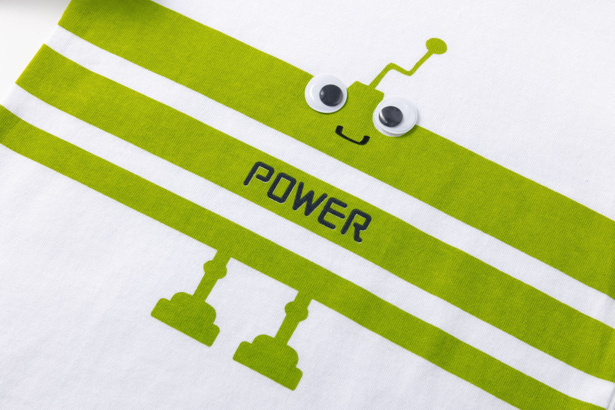 Camiseta beb� blanca con robot en pistacho - Newness invierno 2024 - Detalle 4 - Moda Infantil Chicle