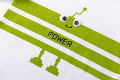 Camiseta beb� blanca con robot en pistacho - Newness invierno 2024 - Detalle 4 - Moda Infantil Chicle